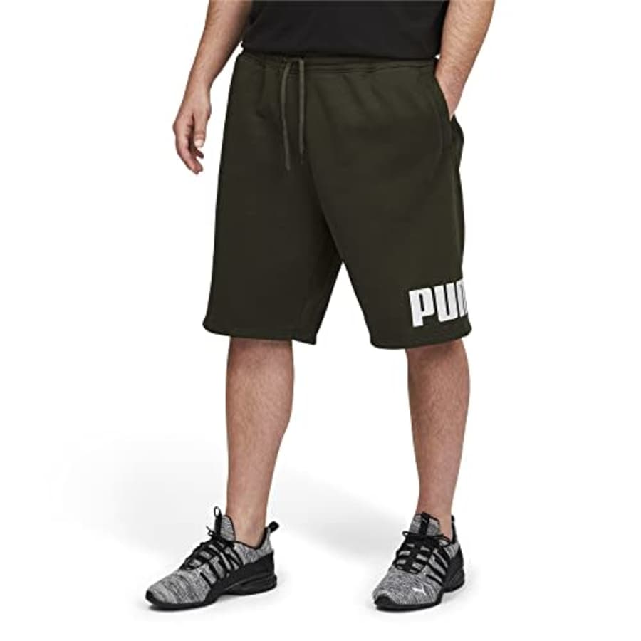 PUMA Men's Big & Tall Essentials Big Logo Fleece 10" Shorts, Forest Night, XX-Large for $30