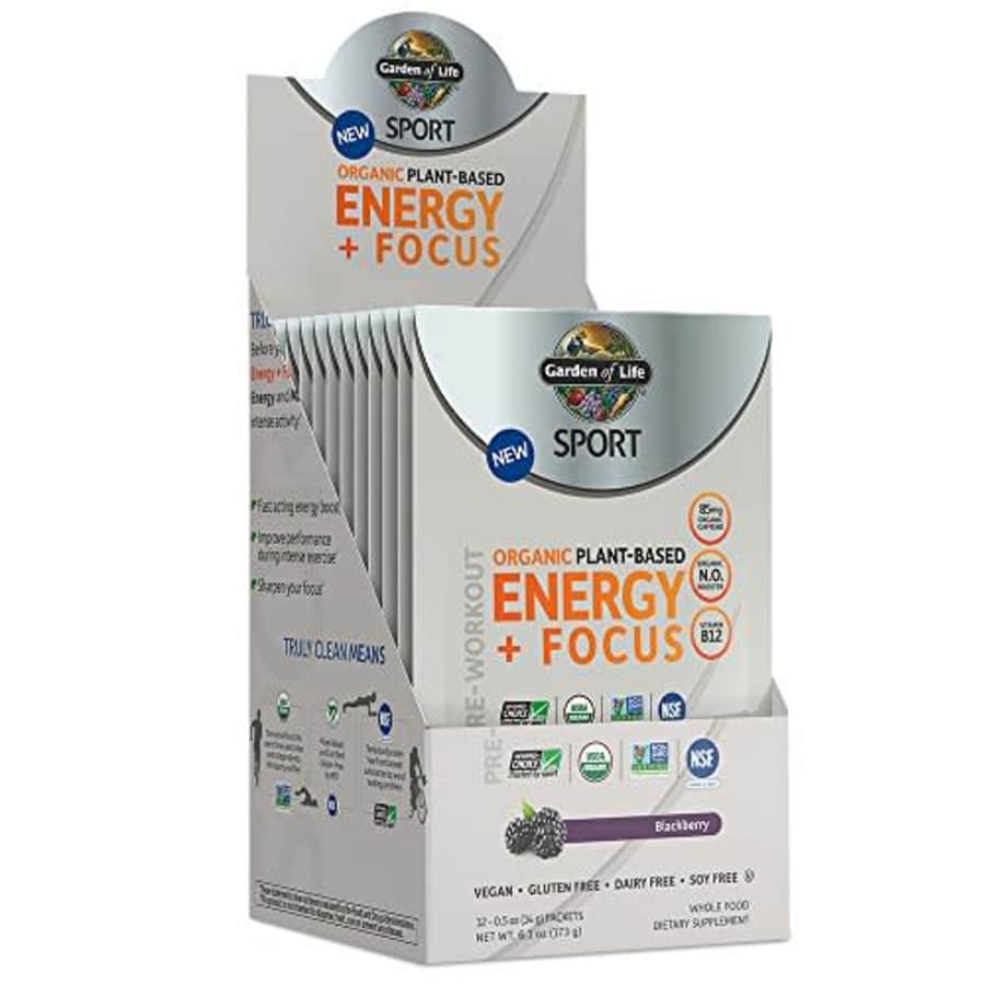 Garden of Life SPORT Organic Plant-Based Energy + Focus Pre Workout Powder Packets, Blackberry for $27 Garden of Life SPORT Organic Plant-Based Energy + Focus Pre Workout Powder Packets, Blackberry for $27