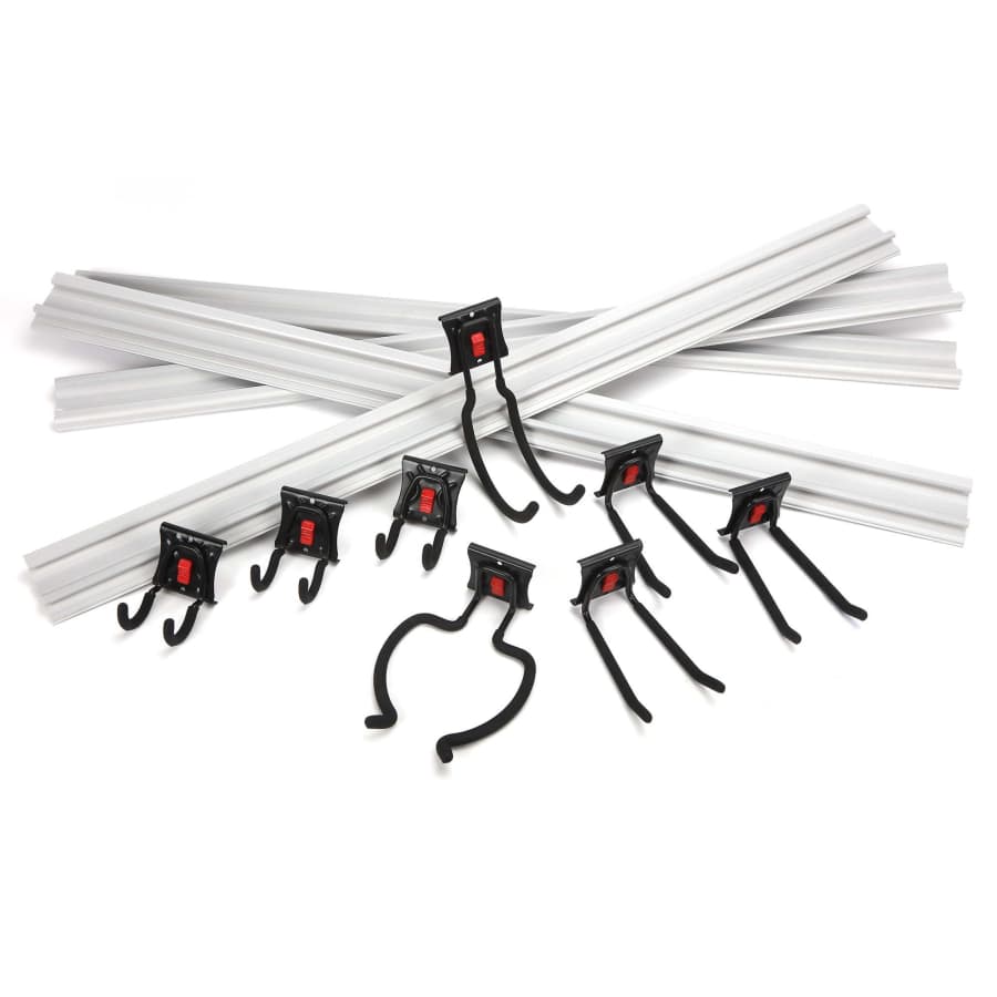 Hyper Tough Quick-Release 12-Piece Snap Rail Kit Garage Organizer System for $80