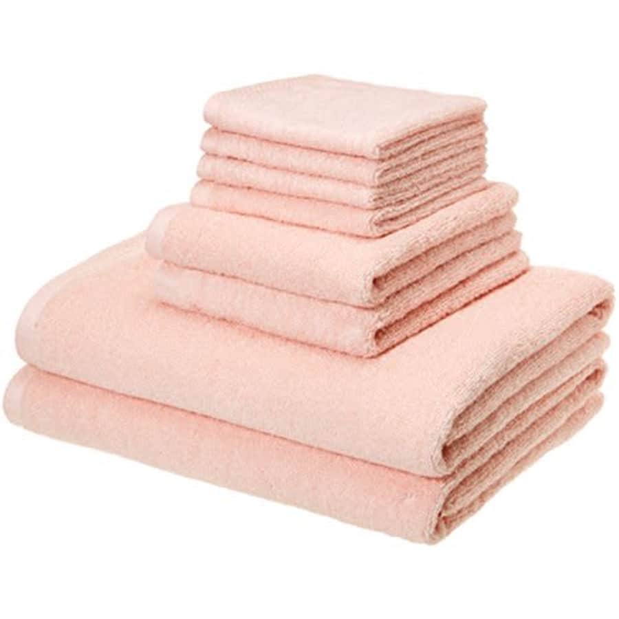 Amazon Basics Quick-Dry, Luxurious, Soft, 100% Cotton Towels, Petal Pink - 8-Piece Set for $23 Amazon Basics Quick-Dry, Luxurious, Soft, 100% Cotton Towels, Petal Pink - 8-Piece Set for $23