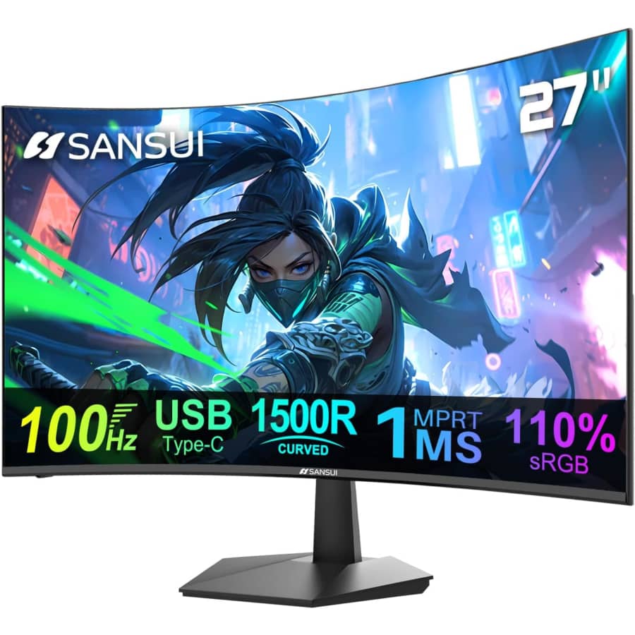 Sansui 27" 1080p HDR Curved 100Hz Monitor for $106 w/ Prime