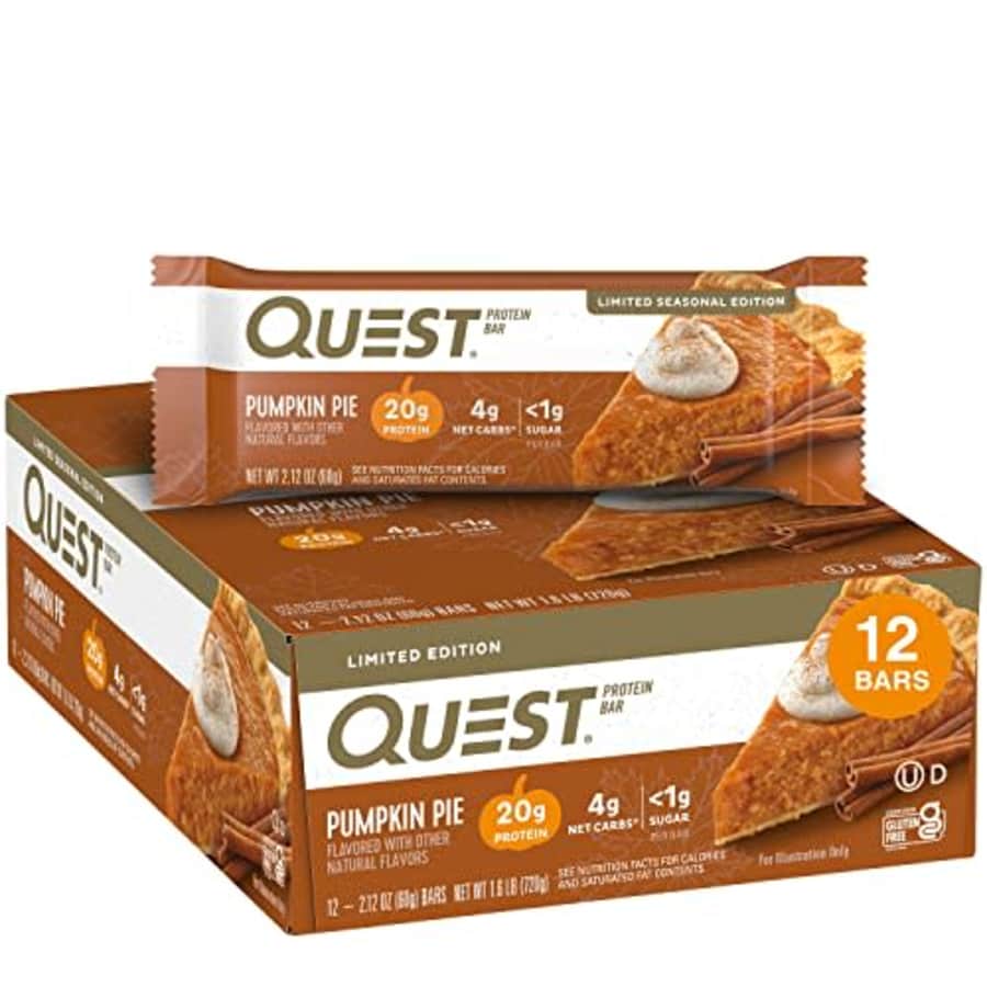Quest Nutrition Pumpkin Pie Protein Bar, High Protein, Low Carb, Gluten Free, 12 Count for $26 Quest Nutrition Pumpkin Pie Protein Bar, High Protein, Low Carb, Gluten Free, 12 Count for $26