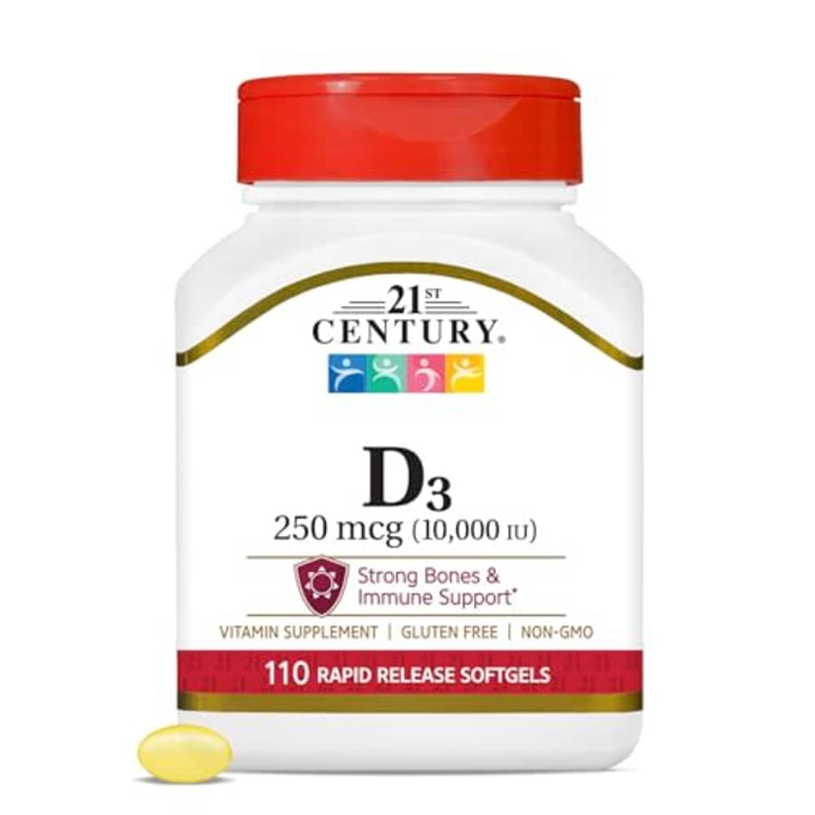 21st Century Vitamin D3 250 mcg (10,000 IU) Rapid Release Softgels, 110 Count for $16 21st Century Vitamin D3 250 mcg (10,000 IU) Rapid Release Softgels, 110 Count for $16