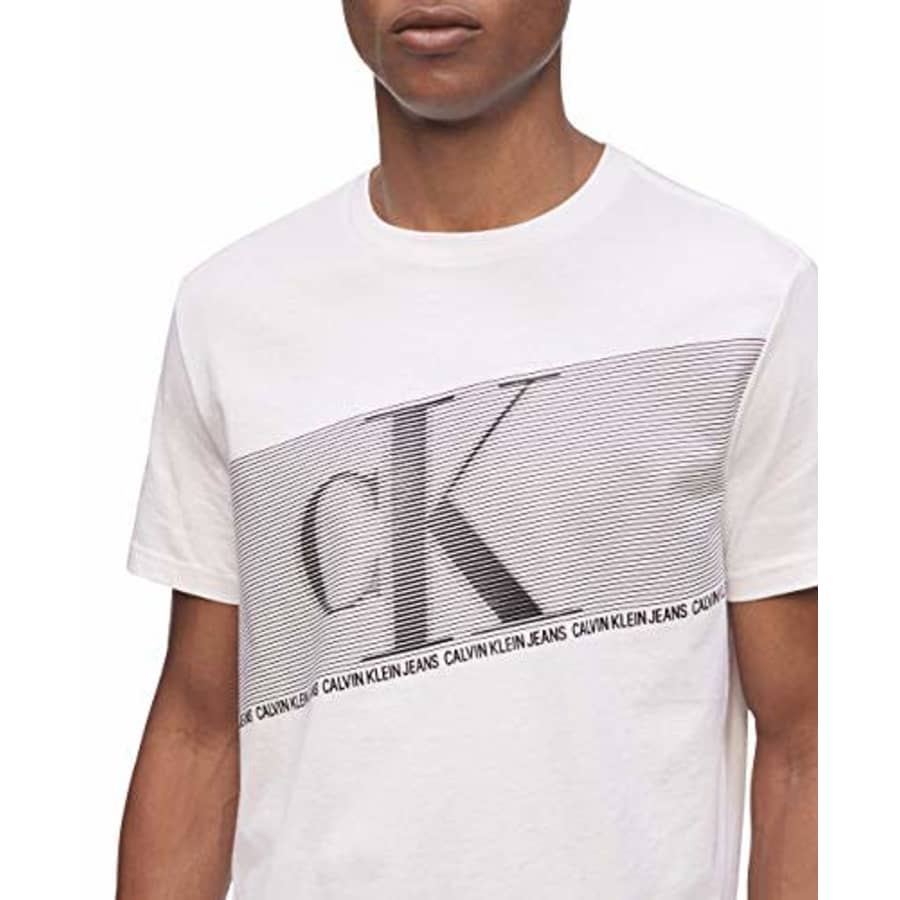 Calvin Klein Men's Ck Fashion Logo Short Sleeve Crew Neck T-Shirt, White Flash Stripe, Small for $11 Calvin Klein Men's Ck Fashion Logo Short Sleeve Crew Neck T-Shirt, White Flash Stripe, Small for $11