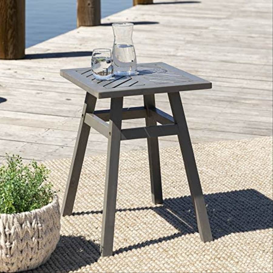 Walker Edison Furniture Company Outdoor Patio Wood Chevron Square End Side Table All Weather for $58 Walker Edison Furniture Company Outdoor Patio Wood Chevron Square End Side Table All Weather for $58