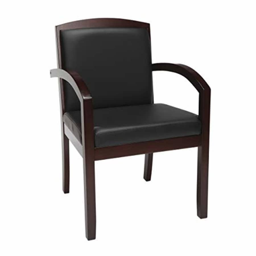 HON Topflight Wood Guest Chair - Leather Seated Guest Chair with Arms, Office Furniture, Mahogany for $241
