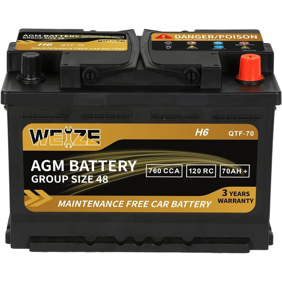 Weize Platinum AGM Battery BCI Group 48-12v 70ah H6 Size 48 Automotive Battery for $160