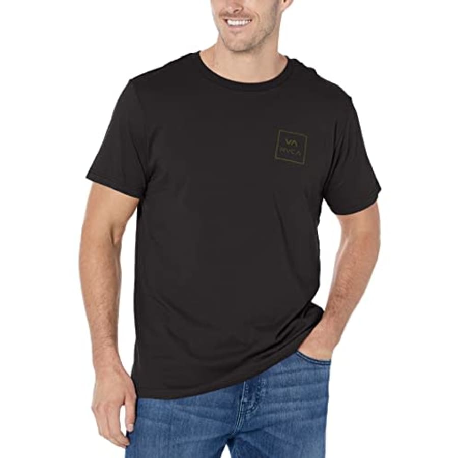 RVCA Men's Graphic Short Sleeve Crew Neck Tee Shirt, VA ALL The WAY/BLACK, Large for $25