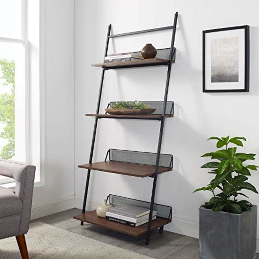 Walker Edison Furniture Company Modern Industrial Metal and Wood Ladder Bookcase Bookshelf Home for $164 Walker Edison Furniture Company Modern Industrial Metal and Wood Ladder Bookcase Bookshelf Home for $164