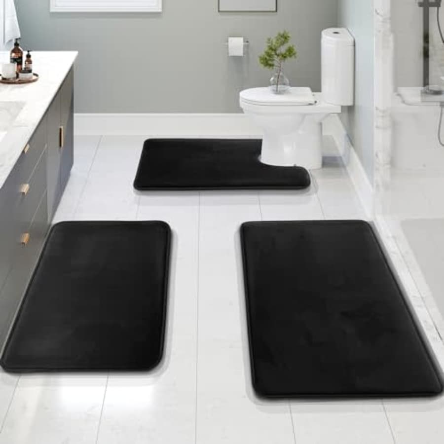 Clara Clark 3 Piece Bathroom Rugs Bath Mat Set, Velvet Memory Foam Bath Mats for Bathroom - for $47 Clara Clark 3 Piece Bathroom Rugs Bath Mat Set, Velvet Memory Foam Bath Mats for Bathroom - for $47