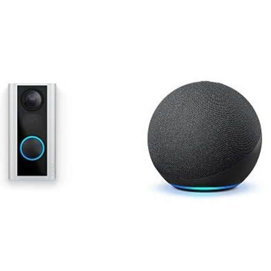 Ring Peephole Cam 1080p Smart Video Doorbell w/ 4th-Gen Amazon Echo Dot for $110