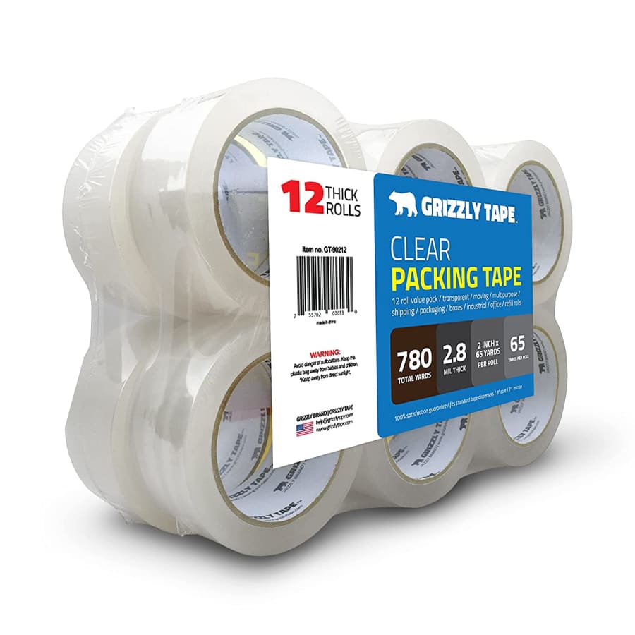 Grizzly Tape 12-Count Clear Packing Tape Refill Rolls for $23