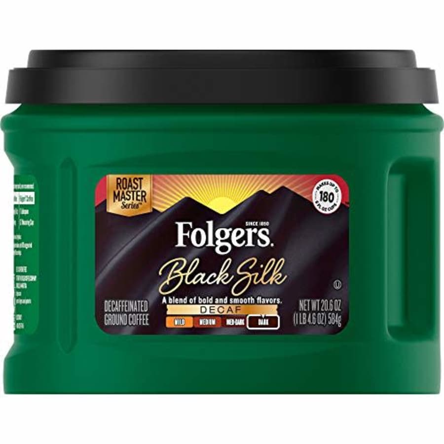 Folgers Black Silk Decaf Dark Roast Ground Coffee, 20.6 Ounces for $26