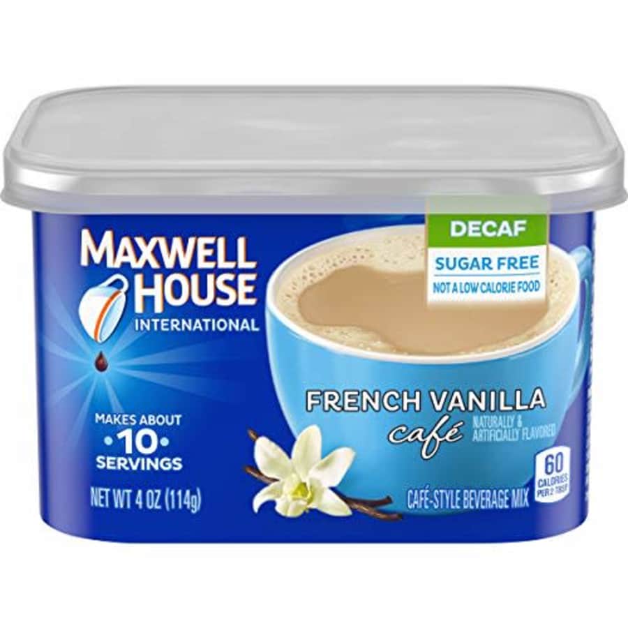 Maxwell House International Decaf Sugar-Free French Vanilla Instant Coffee (4 oz Canisters, Pack of for $9
