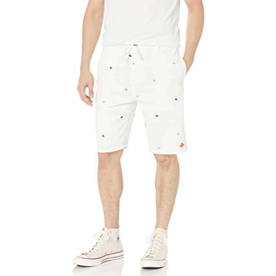 LRG Lifted Research Group Men's Choppa Shorts, White/Multi Logo, 28 for $41