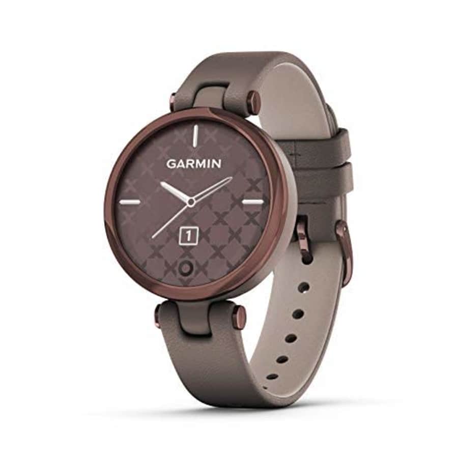 Garmin Lily, Small GPS Smartwatch with Touchscreen and Patterned Lens, Dark Bronze for $200