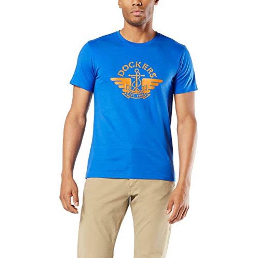 Dockers Men's Short Sleeve Crewneck T-Shirt, Code Blue, Medium for $15