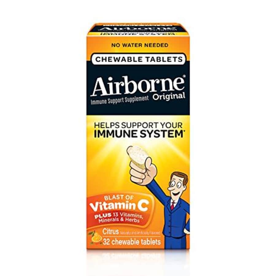 Airborne Citrus Chewable Tablets 1000 mg of Vitamin C Immune Support Supplement, 32 Count for $10