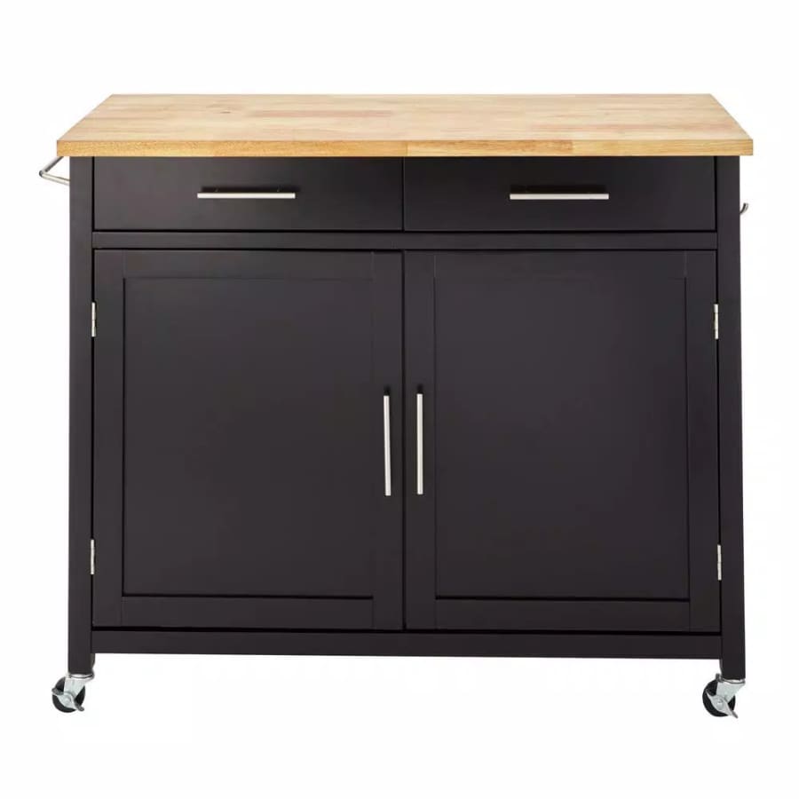 StyleWell Glenville 2-Door Kitchen Cart w/ Butcher Block Top for $183