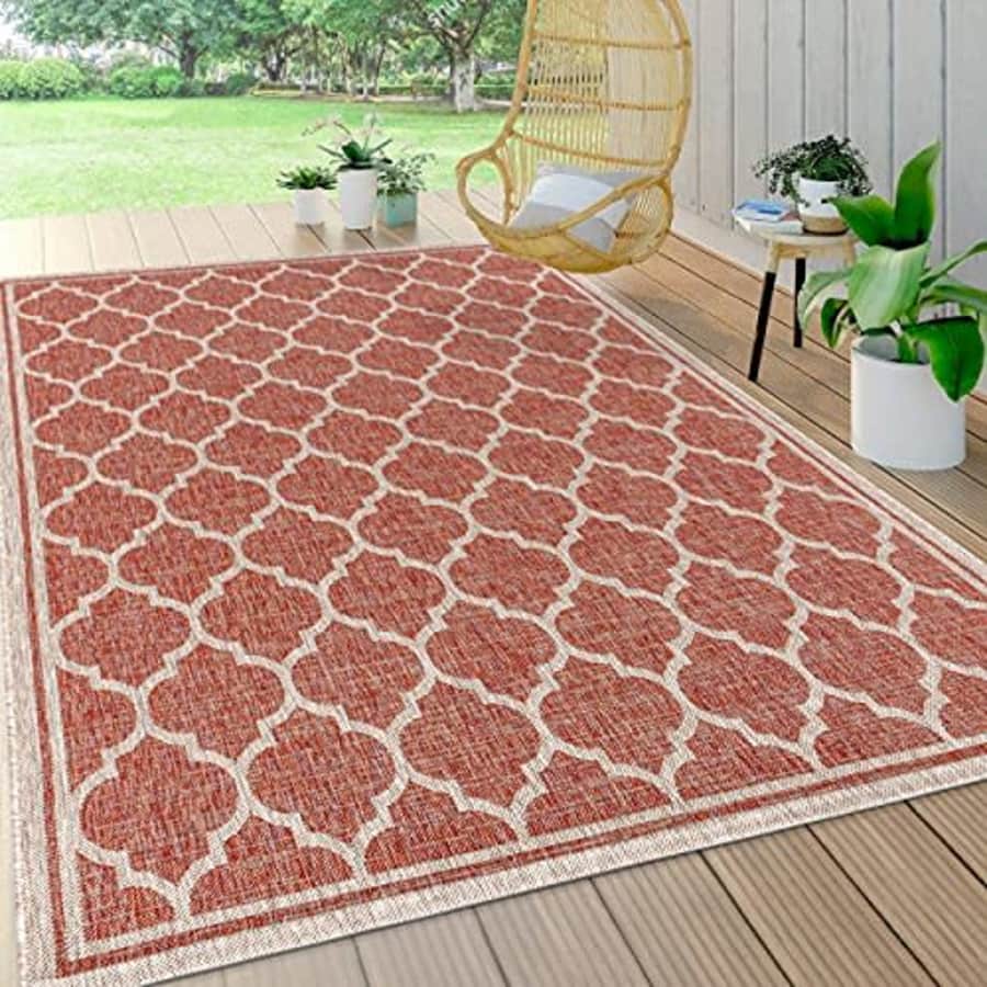 JONATHAN Y SMB109C-5 Trebol Moroccan Trellis Textured Weave Indoor Outdoor Area-Rug Bohemian Modern for $76