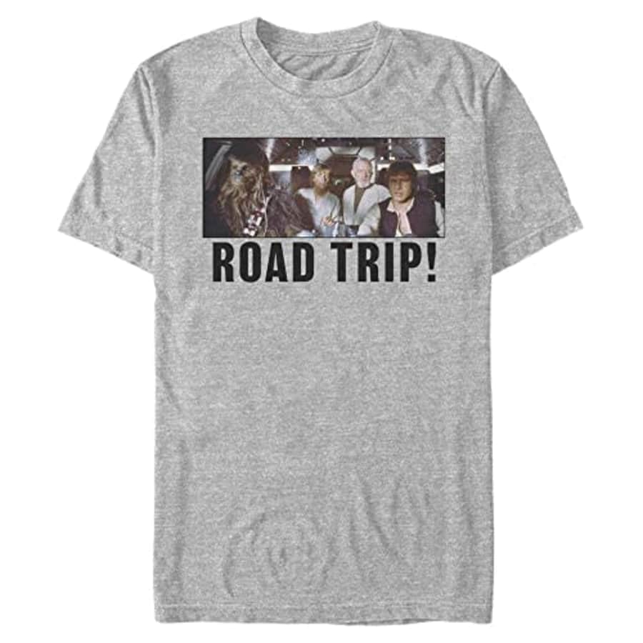 STAR WARS Big & Tall Road Trip Men's Tops Short Sleeve Tee Shirt, Athletic Heather, 3X-Large for $8 STAR WARS Big & Tall Road Trip Men's Tops Short Sleeve Tee Shirt, Athletic Heather, 3X-Large for $8