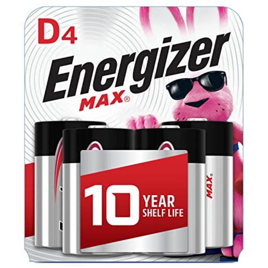 Energizer Max D Batteries, Premium Alkaline, 4 Ct for $8
