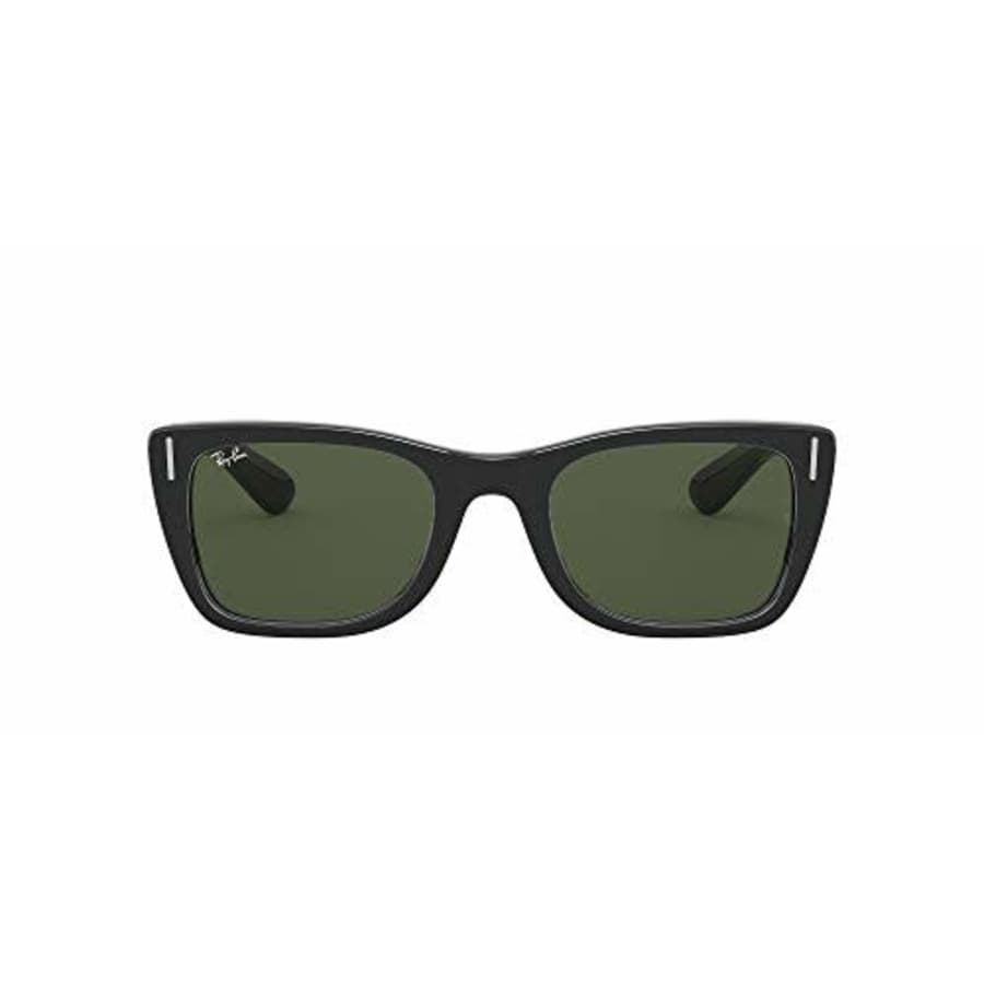 Ray-Ban RB2248 Caribbean Rectangular Sunglasses, Shiny Black/Green, 52 mm for $110