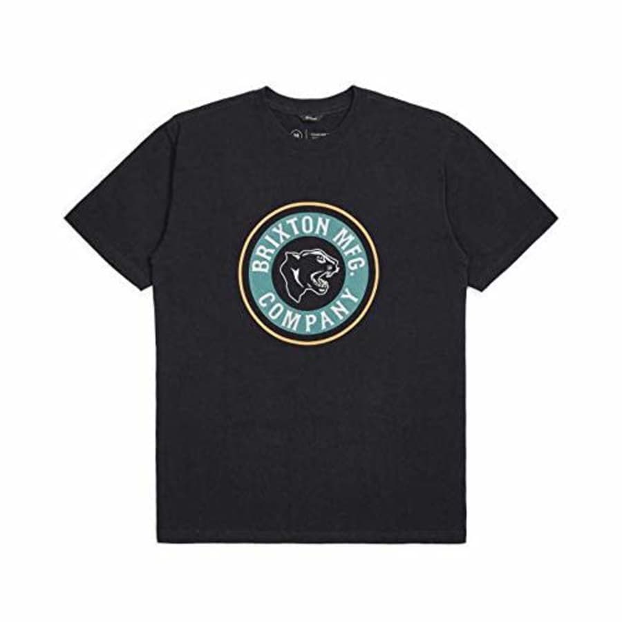 Brixton Men's Forte Standard FIT Short Sleeve T-Shirt, Black/Emerald, S for $28