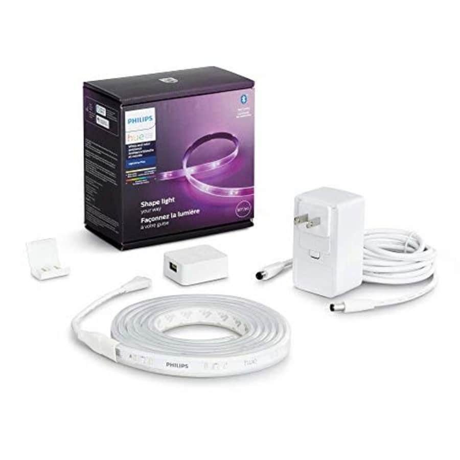 Philips Hue Bluetooth Smart Lightstrip Plus 2m/6ft Base Kit with Plug, (Voice Compatible with for $65 Philips Hue Bluetooth Smart Lightstrip Plus 2m/6ft Base Kit with Plug, (Voice Compatible with for $65