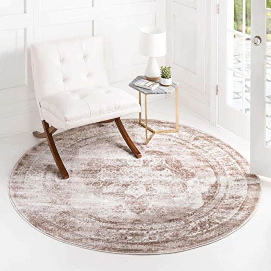 Unique Loom Sofia Collection Traditional Vintage Light Brown/Tan Round Rug (3' 3 x 3' 3) for $26