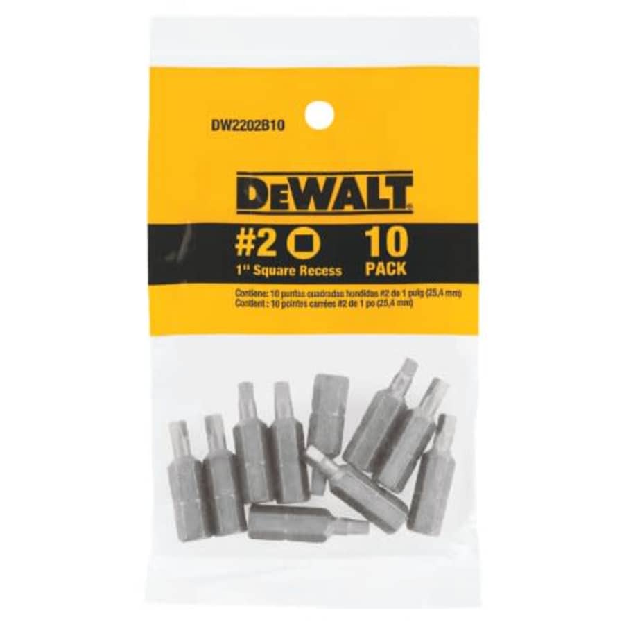 DeWalt DEWALT DW2202B10 #2 Square Recess 1-Inch Bit Tip (10-Pack) for $8