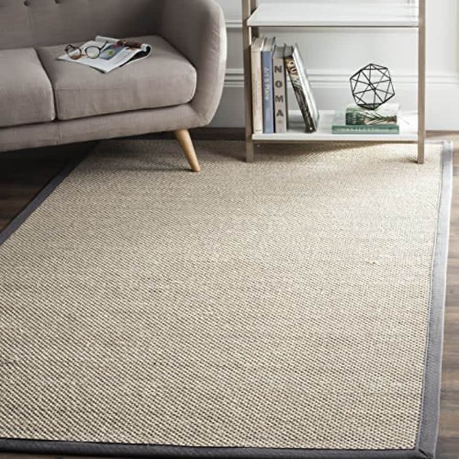 SAFAVIEH Natural Fiber Collection Accent Rug - 4' x 6', Marble & Dark Grey, Border Sisal Design, for $84