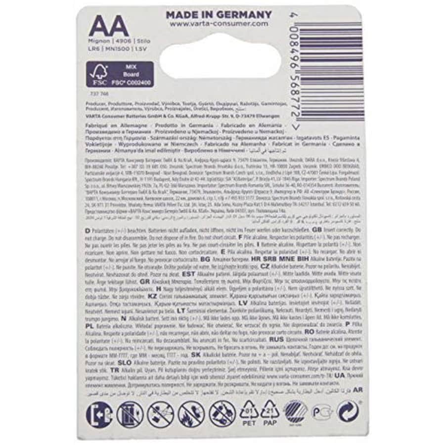 VARTA 4906121436 High Energy Batteries, Blue for $25