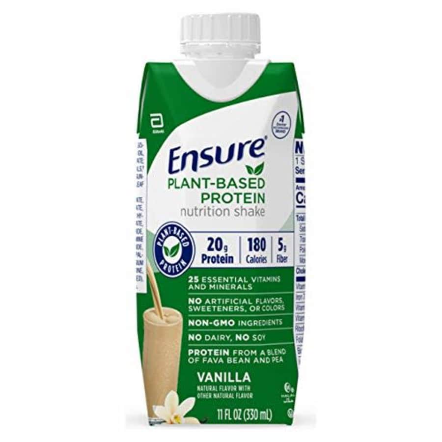 Ensure 100% Plant-Based Vegan Protein Nutrition Shakes with 20g Fava Bean and Pea Protein, Vanilla, for $46