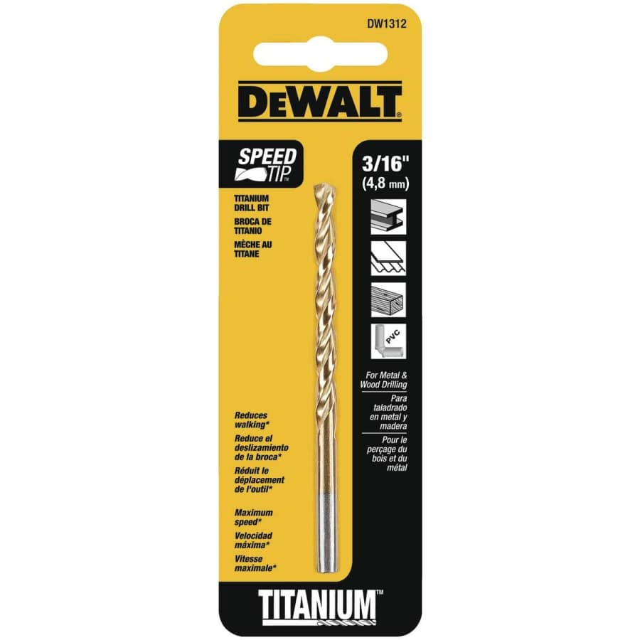 DeWalt 3/16" Titanium Split Point Twist Drill Bit for $4