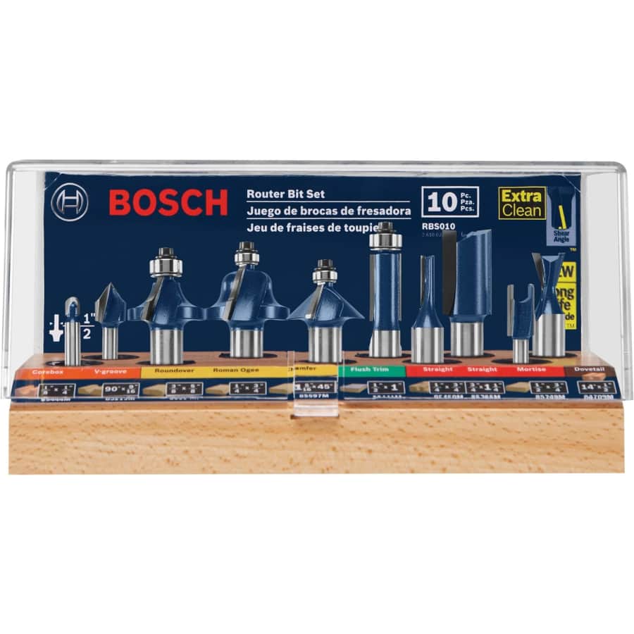 Bosch RBS010 10-Piece All-Purpose Router Bit Set for $110 Bosch RBS010 10-Piece All-Purpose Router Bit Set for $110