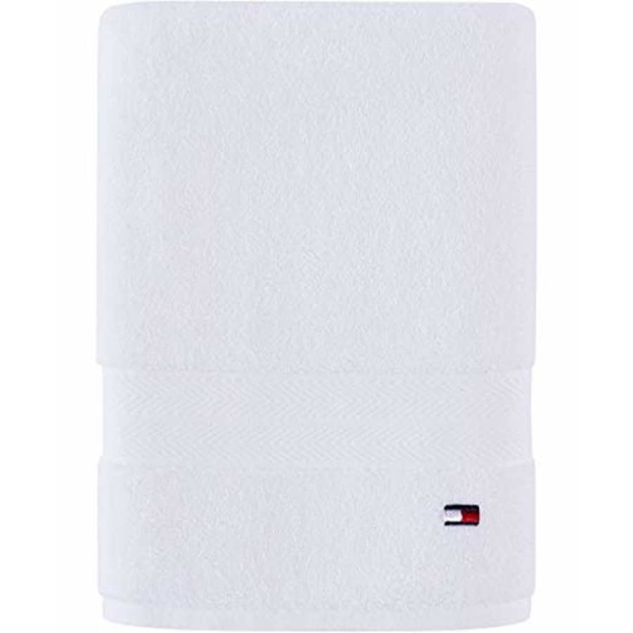 Tommy Hilfiger Modern American Bath Towel, 30 x 54 inch, Bright White for $18