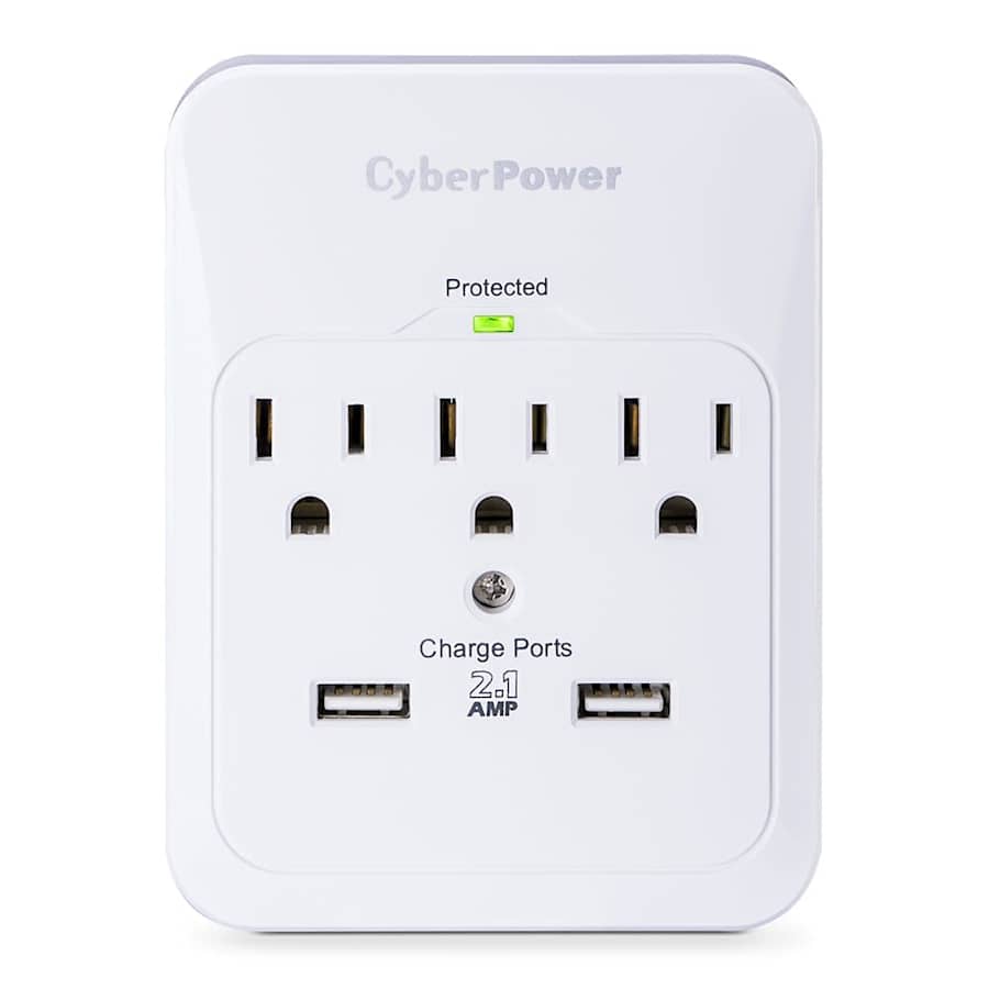 CyberPower Pro 3-Outlet 2-USB Surge Wall Tap for $10 CyberPower Pro 3-Outlet 2-USB Surge Wall Tap for $10