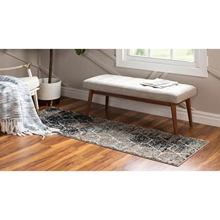 Unique Loom Trellis Frieze Collection Area Rug - Geometric (2' x 6' Runner, Blue Multi/ Ivory) for $49