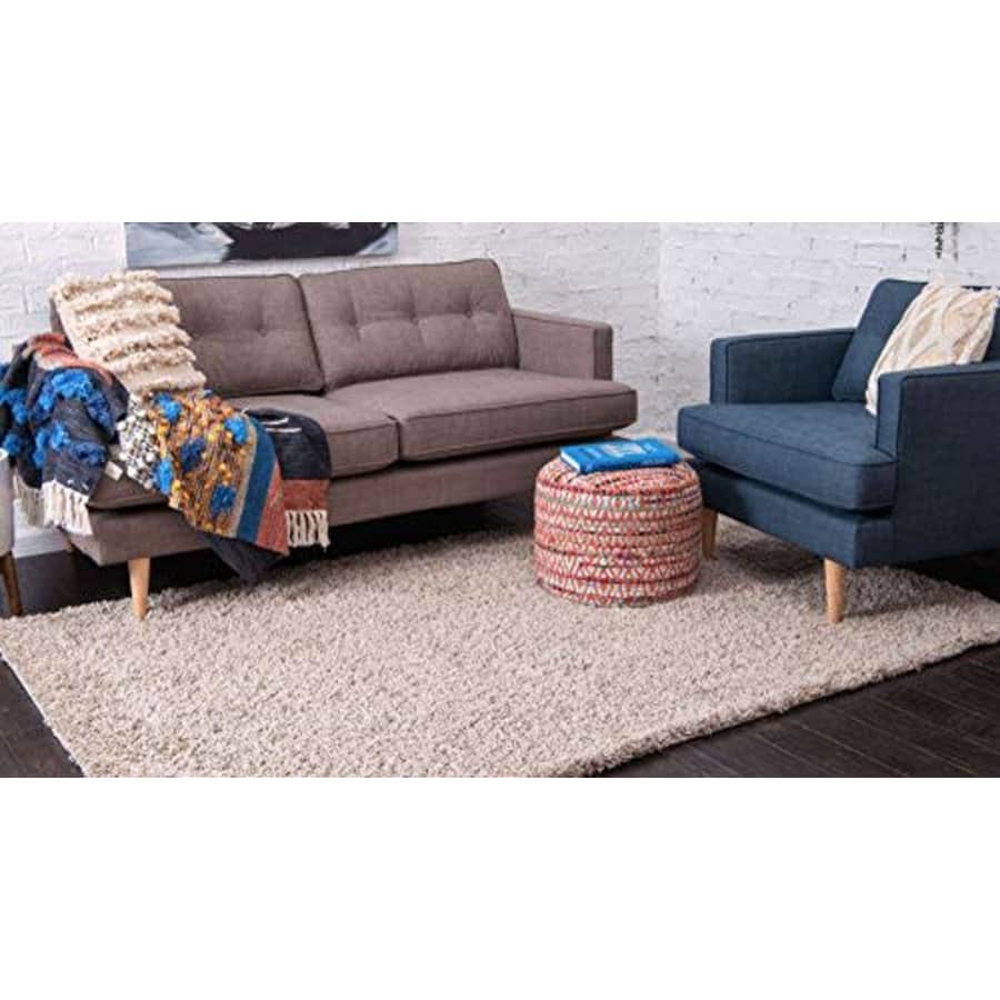 Unique Loom Solid Shag Collection Area Rug (5' 3" x 8' Rectangle, Taupe) for $59