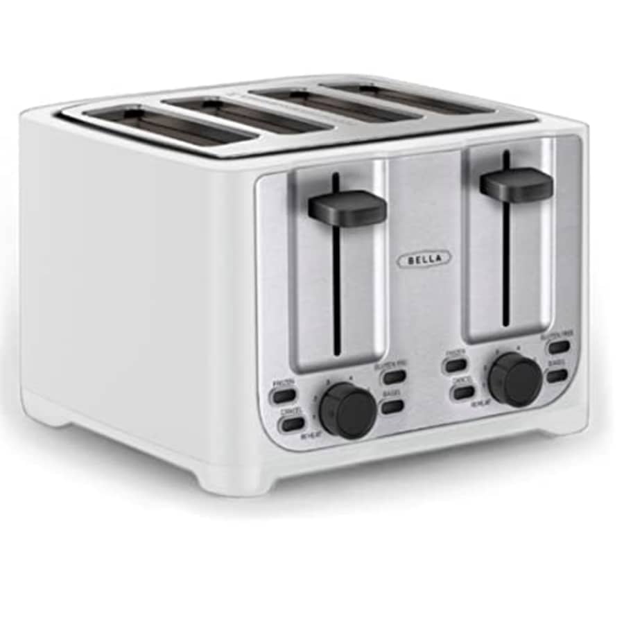 BELLA 4 Slice toaster, Stainless Steel and White for $43