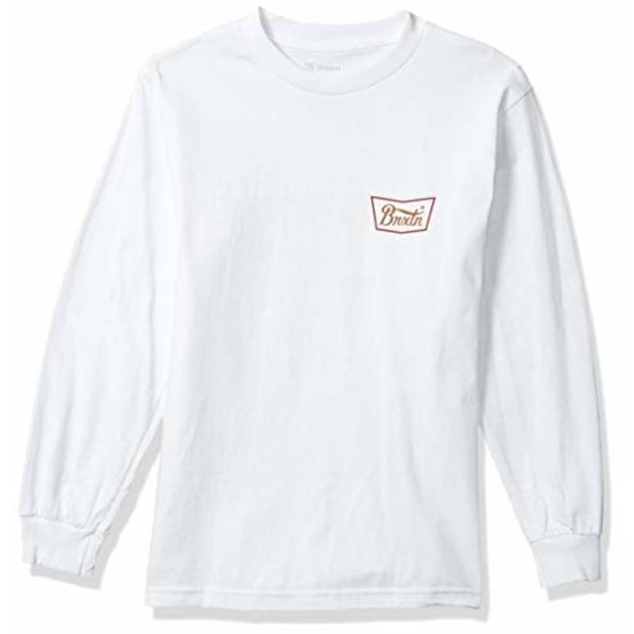 Brixton Men's Stith VII Standard FIT Long Sleeve T-Shirt, White, S for $29