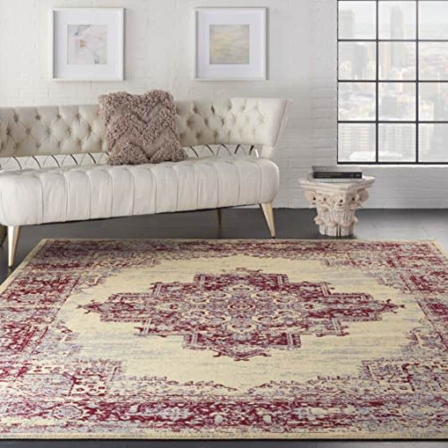 Nourison Grafix Modern Contemporary Area Rug, 7'10"X9'10", CREAM RED for $80 Nourison Grafix Modern Contemporary Area Rug, 7'10"X9'10", CREAM RED for $80