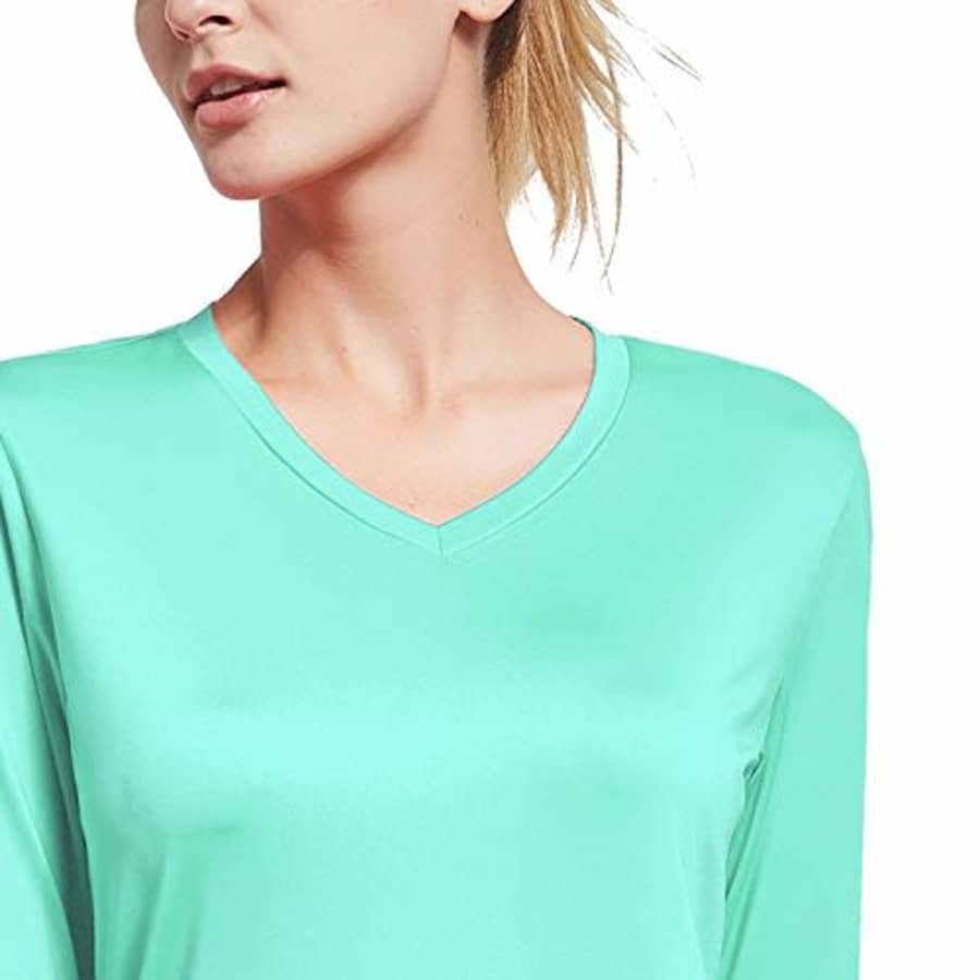 BALEAF Women's V Neck Long Sleeve T-Shirt Cool Activewear Workout Tops Running Yoga Shirts Mint for $14