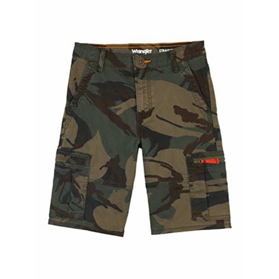 Wrangler Boys' Straight Fit Cargo Shorts, Forest Green Camo, 4 for $18