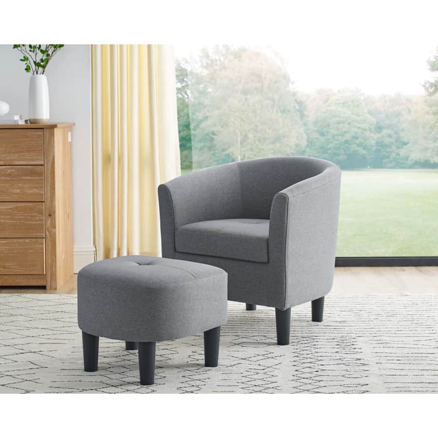 Jazouli Polyester Barrel Chair & Ottoman for $95 Jazouli Polyester Barrel Chair & Ottoman for $95