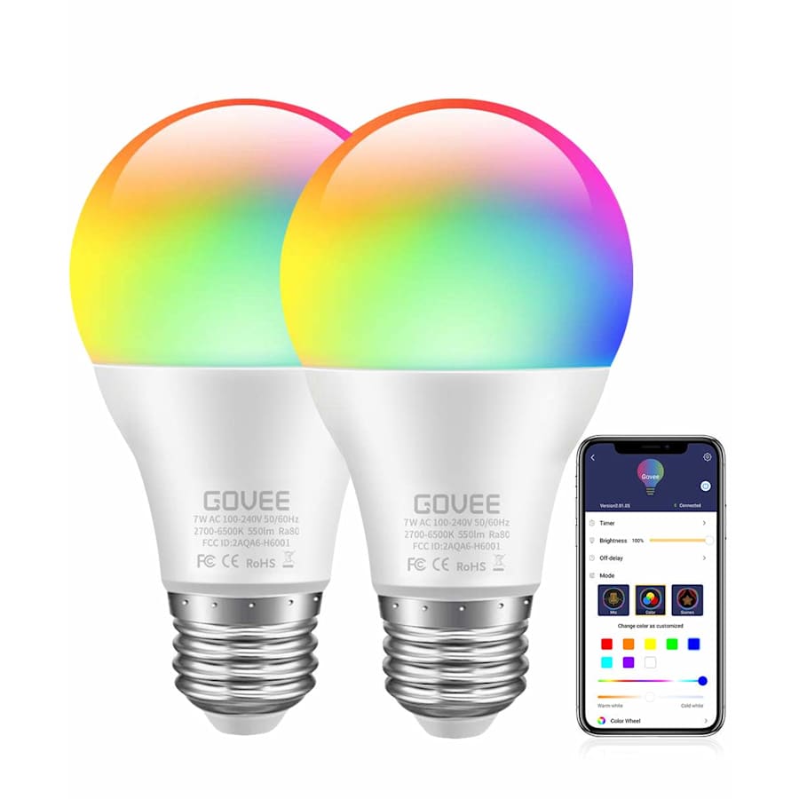 Govee A19 7-Watt LED Dimmable Color Changing Light Bulbs 2-Pack for $16 Govee A19 7-Watt LED Dimmable Color Changing Light Bulbs 2-Pack for $16