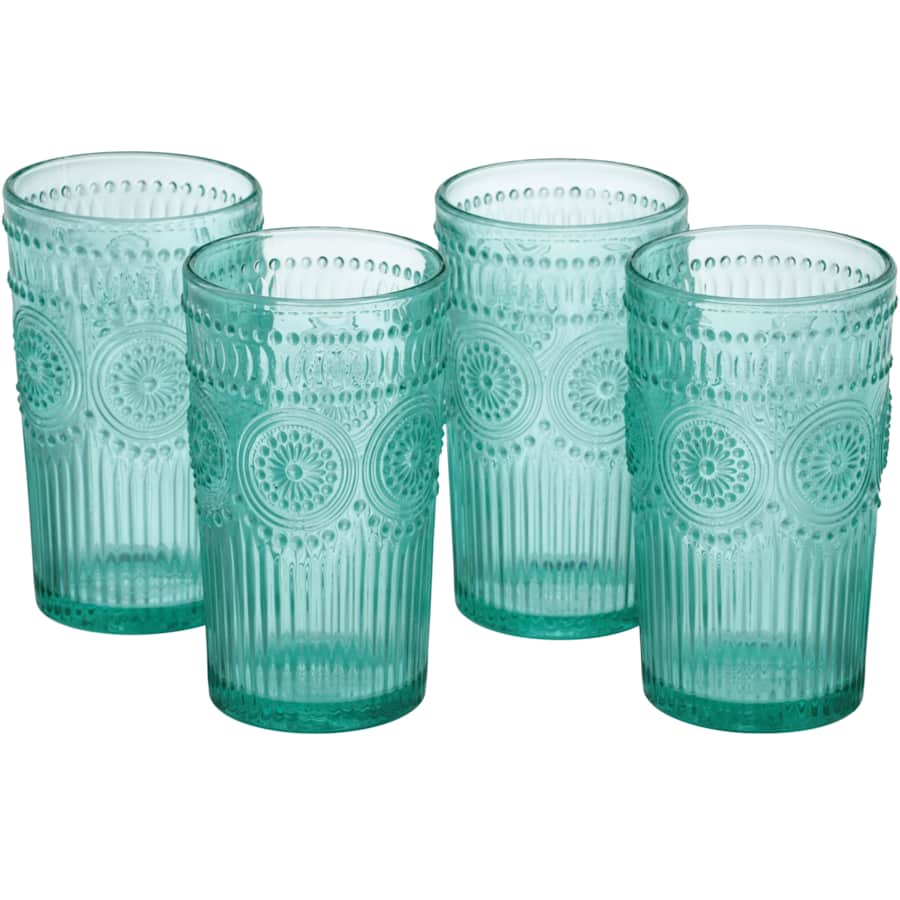 The Pioneer Woman Adeline 16-oz. Emboss Glass Tumbler 4-Pack for $14