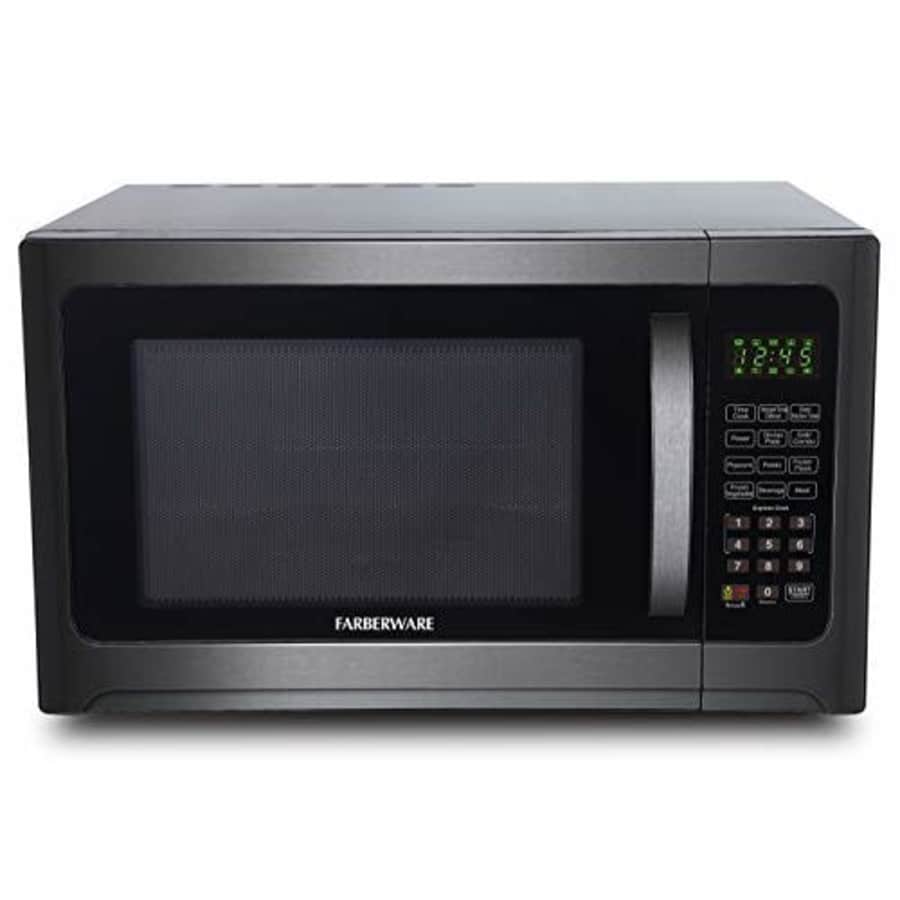 Farberware 1.2 Cu. Ft. 1100-Watt Microwave Oven with Grill, Cubic Foot, Black Stainless Steel for $110 Farberware 1.2 Cu. Ft. 1100-Watt Microwave Oven with Grill, Cubic Foot, Black Stainless Steel for $110