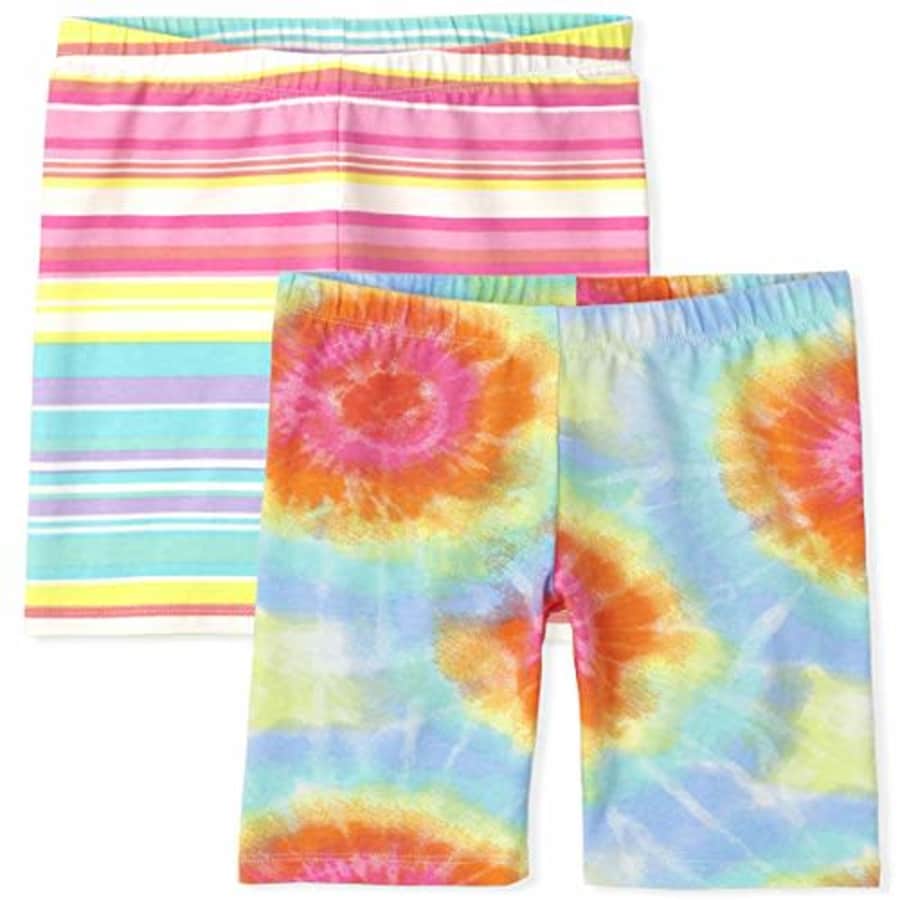 The Children's Place Girls Rainbow Print Shorts 2-Pack, Bright Pink, S (5/6) for $9
